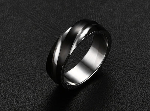 Black Titanium Steel Twill Men's Ring - Minerva Mart
