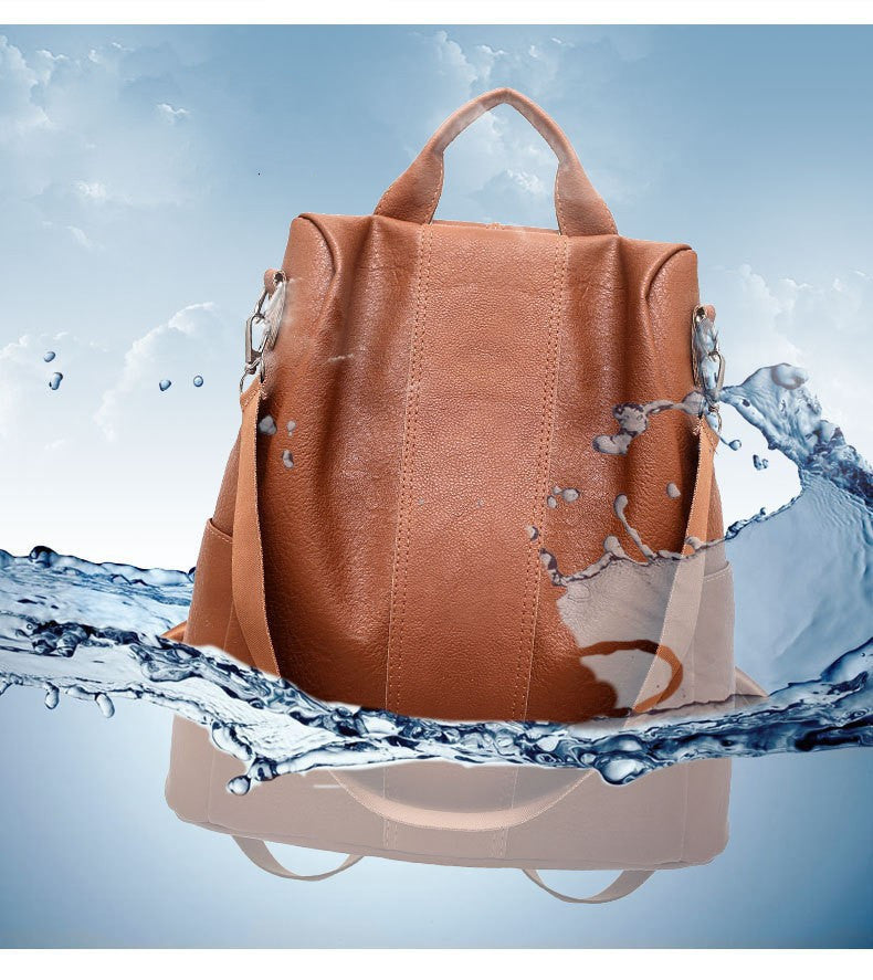 Women's solid color large capacity backpack - Minerva Mart