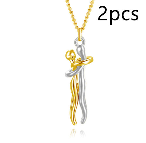 Love Hug Couple Necklace Set – Matching His & Hers Interlocking Pendant Chains - Minerva Mart