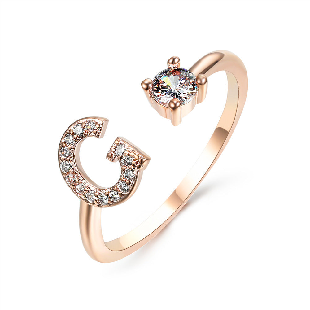 Personalized Initial Letter Ring - Dainty Adjustable Alphabet Jewelry for Women - Minerva Mart