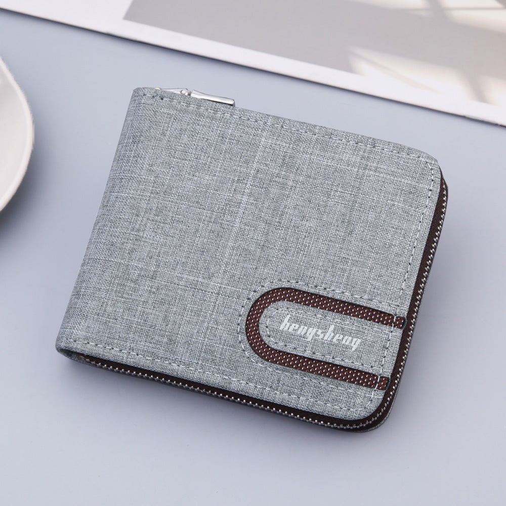 Men’s Canvas Short Wallet – Multifunctional & Compact