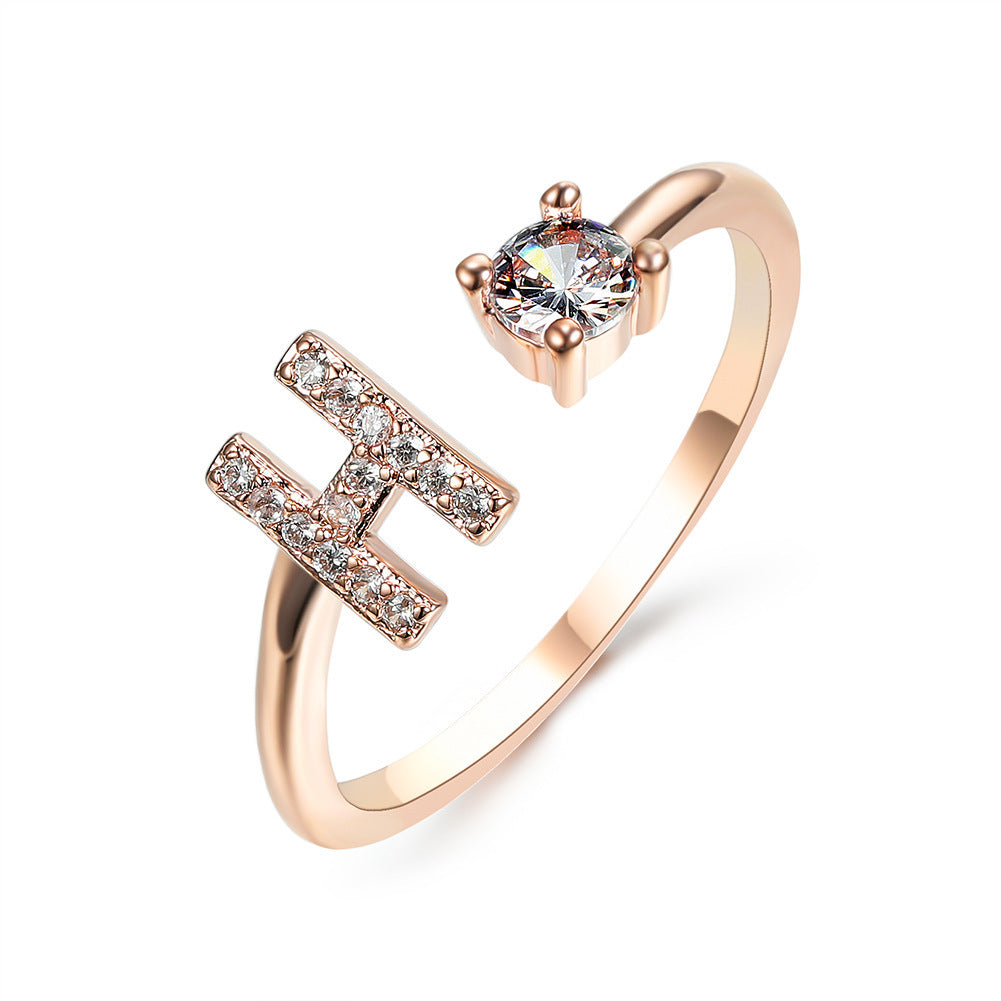 Personalized Initial Letter Ring - Dainty Adjustable Alphabet Jewelry for Women - Minerva Mart