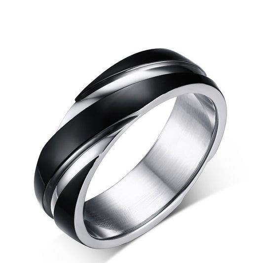 Black Titanium Steel Twill Men's Ring - Minerva Mart
