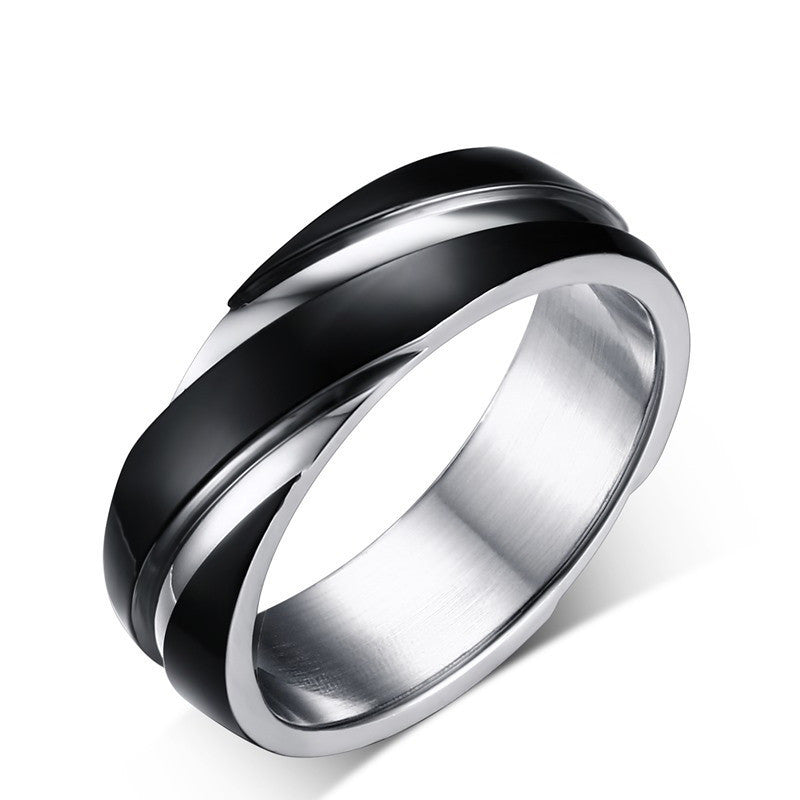 Black Titanium Steel Twill Men's Ring - Minerva Mart