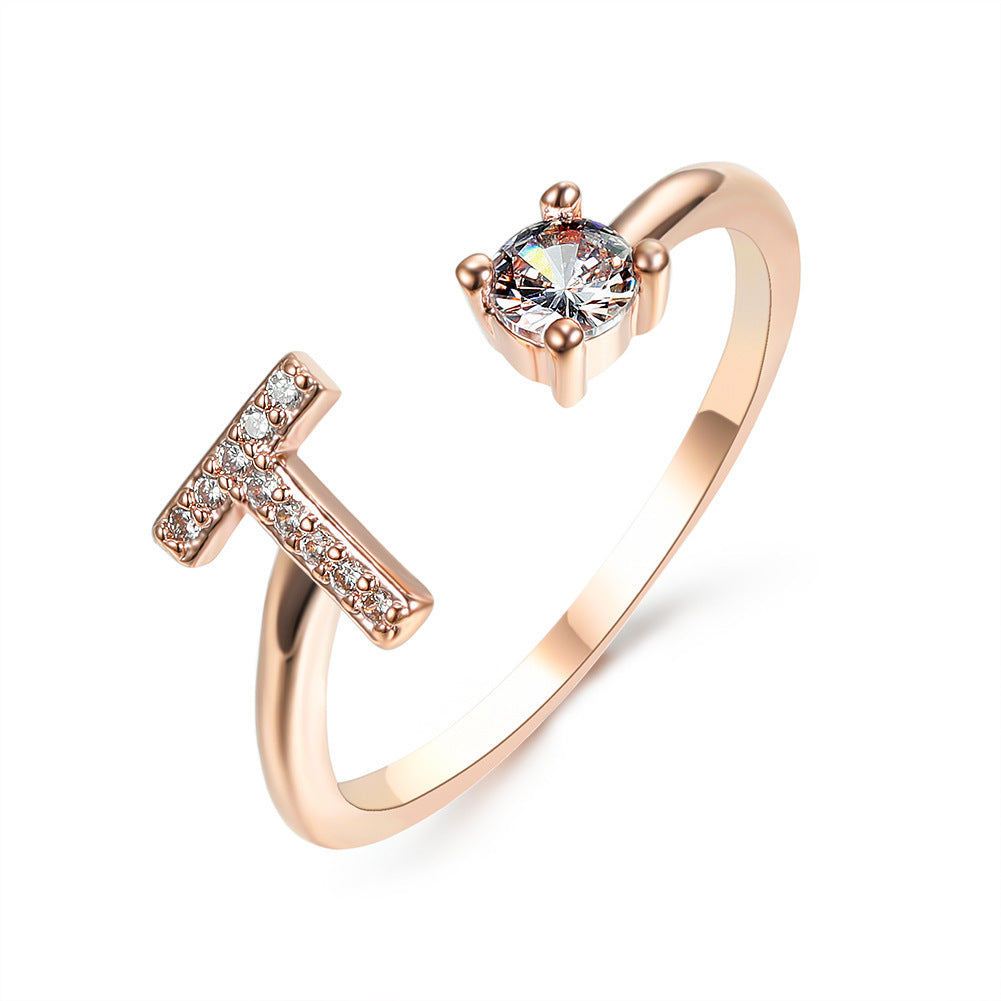 Personalized Initial Letter Ring - Dainty Adjustable Alphabet Jewelry for Women - Minerva Mart
