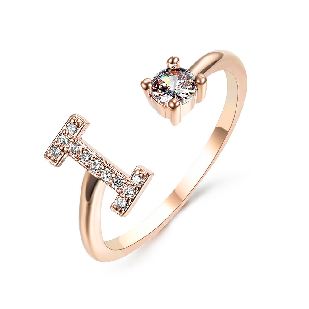 Personalized Initial Letter Ring - Dainty Adjustable Alphabet Jewelry for Women - Minerva Mart