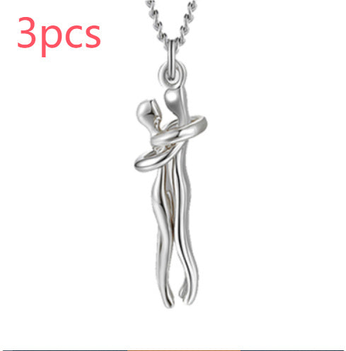 Love Hug Couple Necklace Set – Matching His & Hers Interlocking Pendant Chains - Minerva Mart