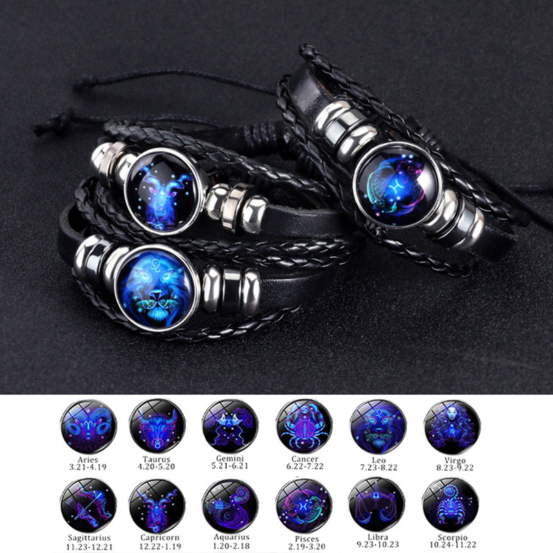 12 Constellations Luminous Bracelet – Starry Sky Glow-in-the-Dark Zodiac Jewelry