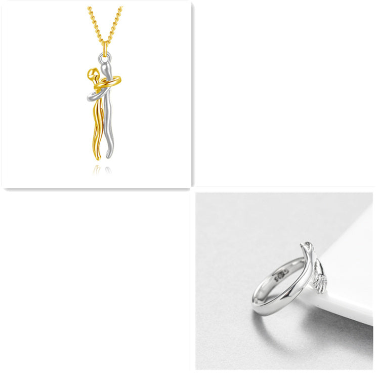 Love Hug Couple Necklace Set – Matching His & Hers Interlocking Pendant Chains - Minerva Mart