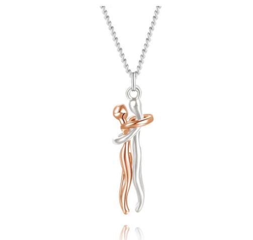 Love Hug Couple Necklace Set – Matching His & Hers Interlocking Pendant Chains - Minerva Mart