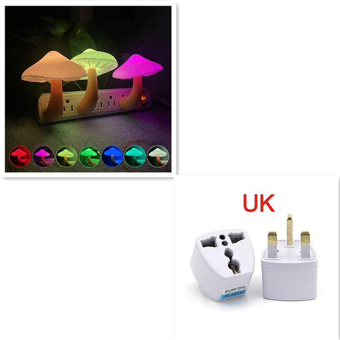 LED Night Light Mushroom Wall Socket Lamp EU US Plug Warm White Light-control Sensor Bedroom Light Home Decoration - Minerva Mart