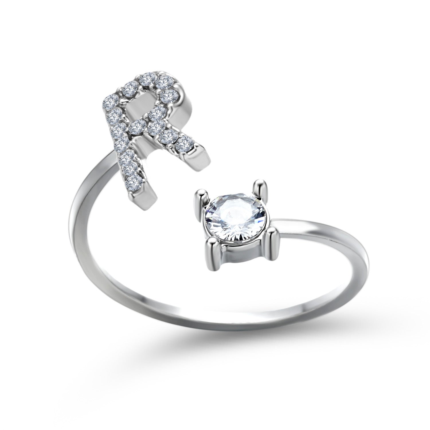 Personalized Initial Letter Ring - Dainty Adjustable Alphabet Jewelry for Women - Minerva Mart