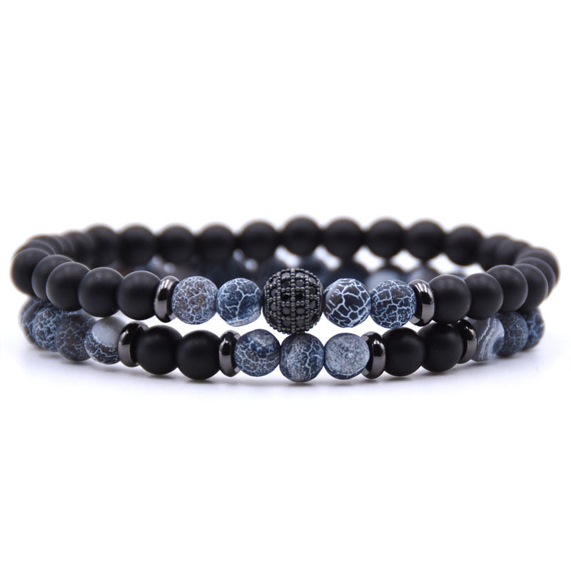 ✨ Micro-Inlaid Zircon & 6mm Natural Stone Beaded Bracelet