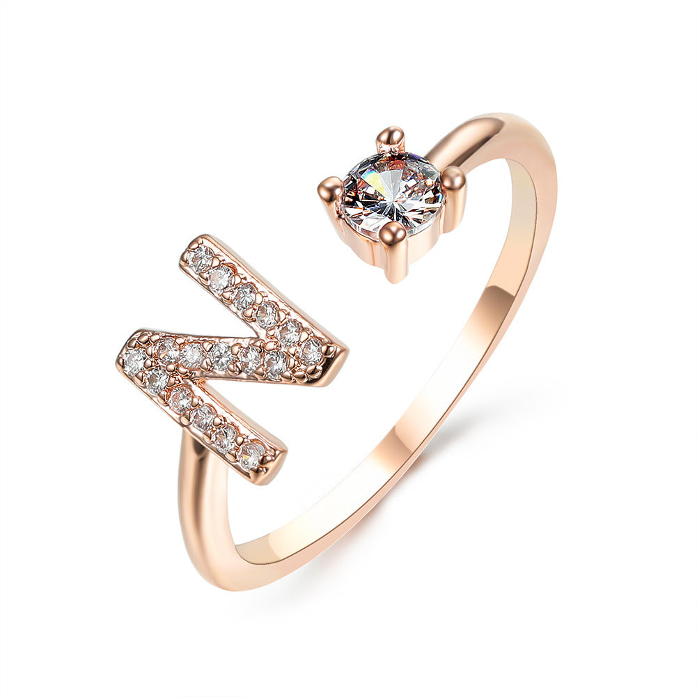 Personalized Initial Letter Ring - Dainty Adjustable Alphabet Jewelry for Women - Minerva Mart