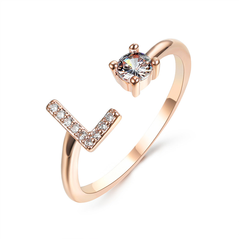 Personalized Initial Letter Ring - Dainty Adjustable Alphabet Jewelry for Women - Minerva Mart