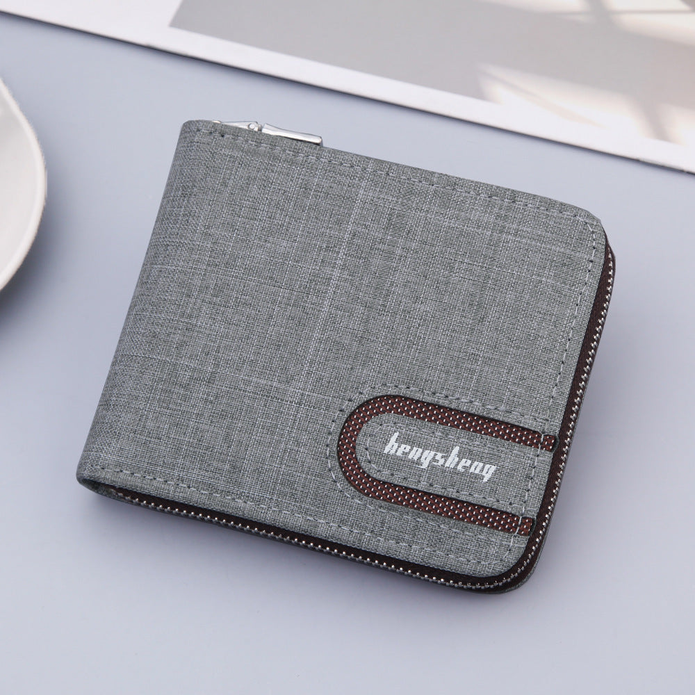 Men’s Canvas Short Wallet – Multifunctional & Compact