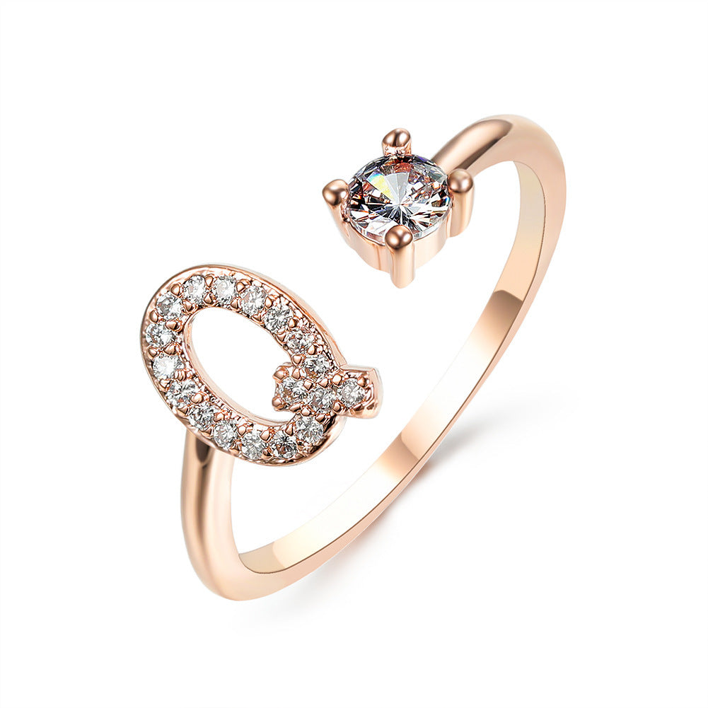 Personalized Initial Letter Ring - Dainty Adjustable Alphabet Jewelry for Women - Minerva Mart