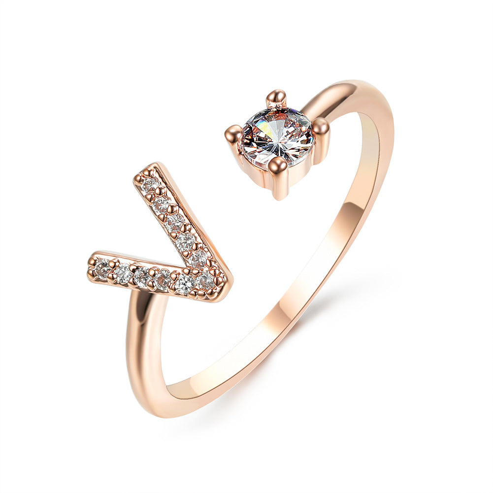 Personalized Initial Letter Ring - Dainty Adjustable Alphabet Jewelry for Women - Minerva Mart