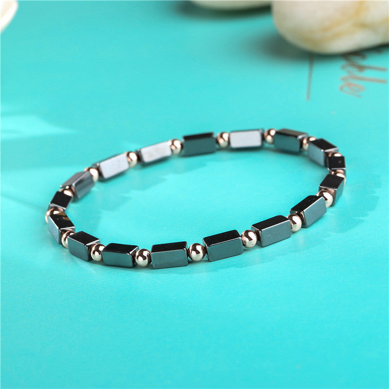 Men’s Black Iron Stone Flying Saucer Bracelet Set – 3-Piece Woven Layered Design