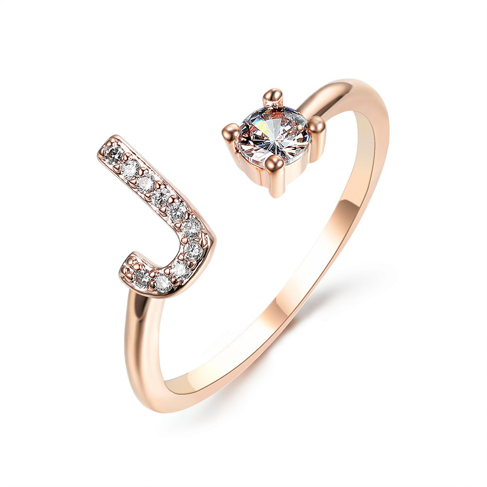 Personalized Initial Letter Ring - Dainty Adjustable Alphabet Jewelry for Women - Minerva Mart