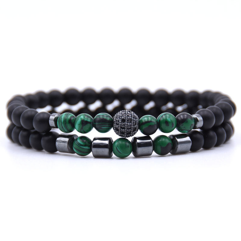 ✨ Micro-Inlaid Zircon & 6mm Natural Stone Beaded Bracelet