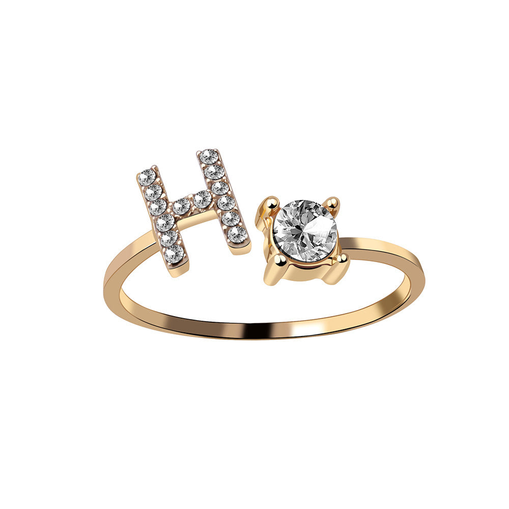 Personalized Initial Letter Ring - Dainty Adjustable Alphabet Jewelry for Women - Minerva Mart