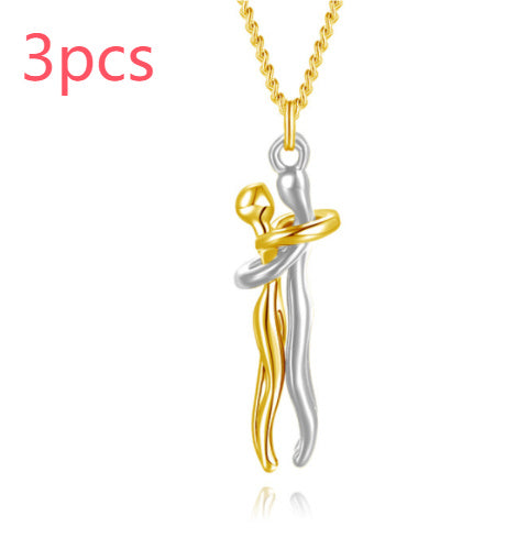 Love Hug Couple Necklace Set – Matching His & Hers Interlocking Pendant Chains - Minerva Mart