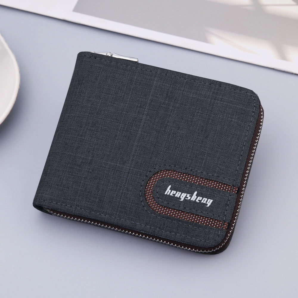 Men’s Canvas Short Wallet – Multifunctional & Compact
