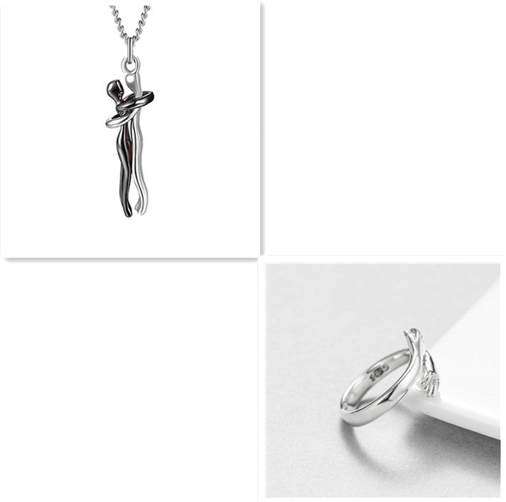 Love Hug Couple Necklace Set – Matching His & Hers Interlocking Pendant Chains - Minerva Mart