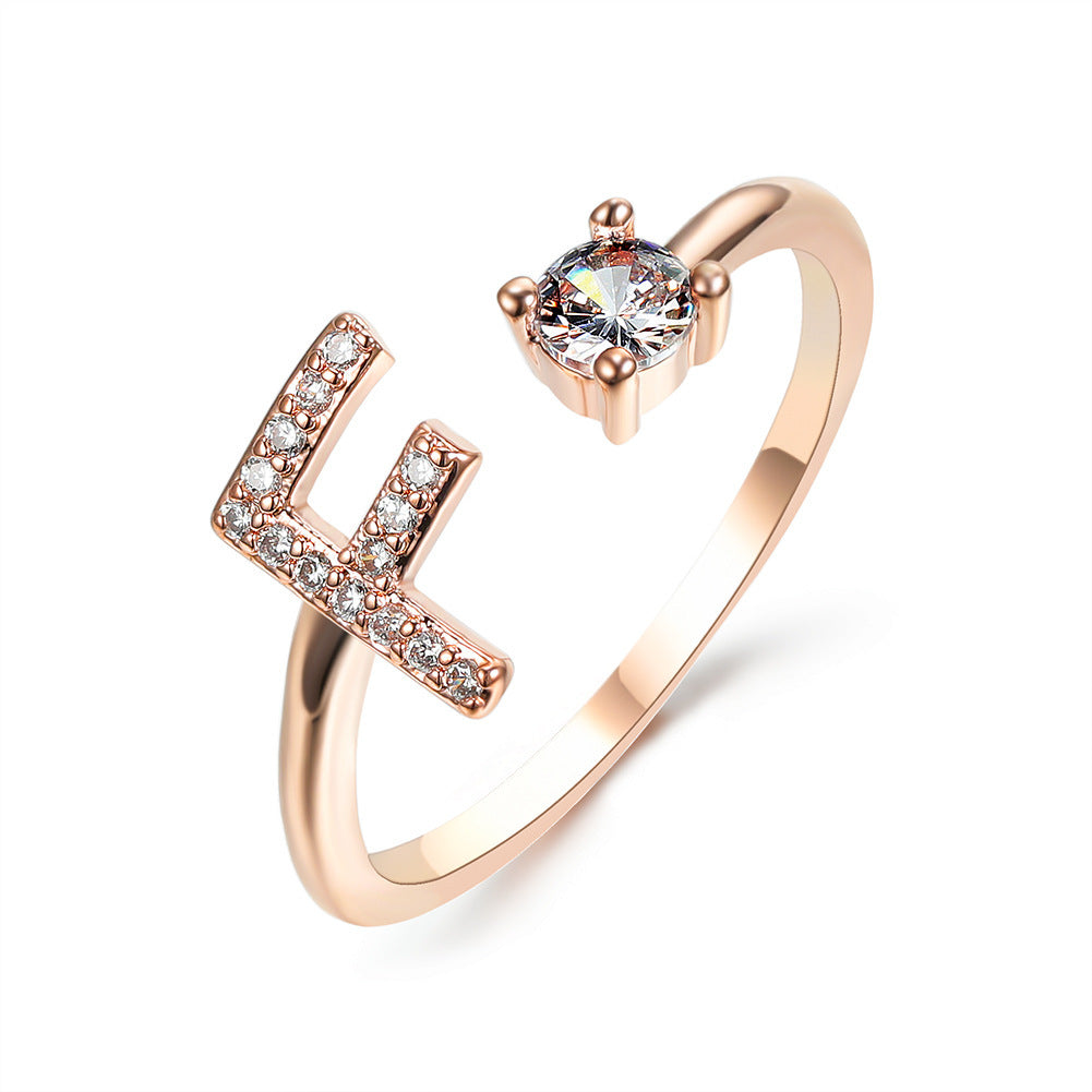 Personalized Initial Letter Ring - Dainty Adjustable Alphabet Jewelry for Women - Minerva Mart