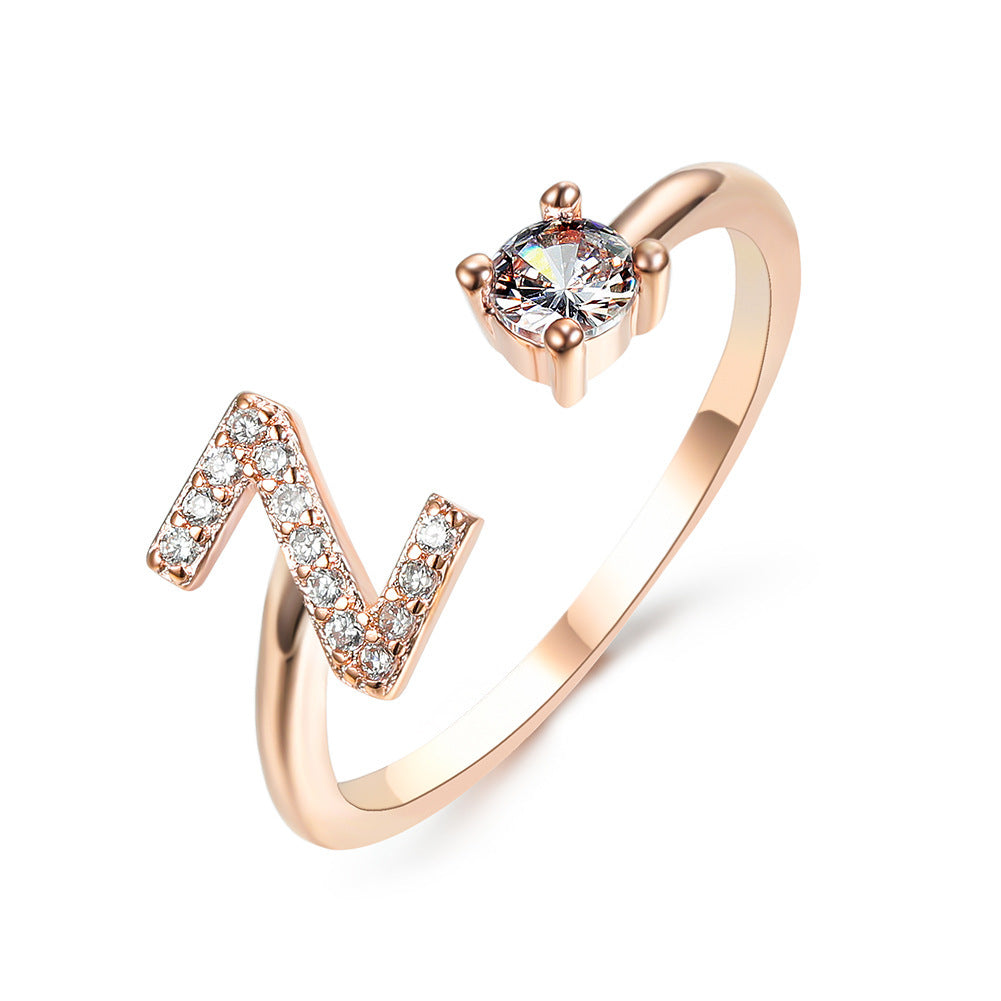 Personalized Initial Letter Ring - Dainty Adjustable Alphabet Jewelry for Women - Minerva Mart