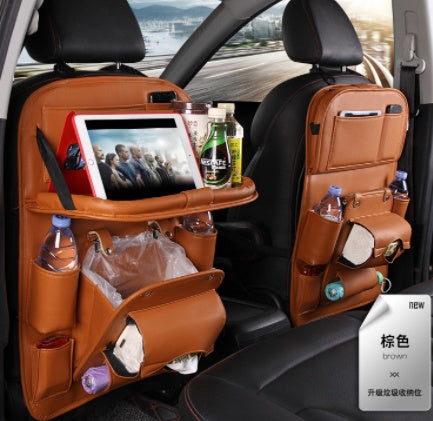 PU Leather Car Seat Organizer – Waterproof & Multifunctional Backseat Storage