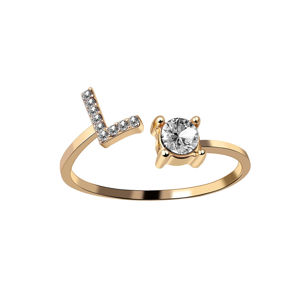 Personalized Initial Letter Ring - Dainty Adjustable Alphabet Jewelry for Women - Minerva Mart