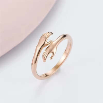 Alloy Simple Hands Hug Ring Opening Adjustable Jewelry - Minerva Mart