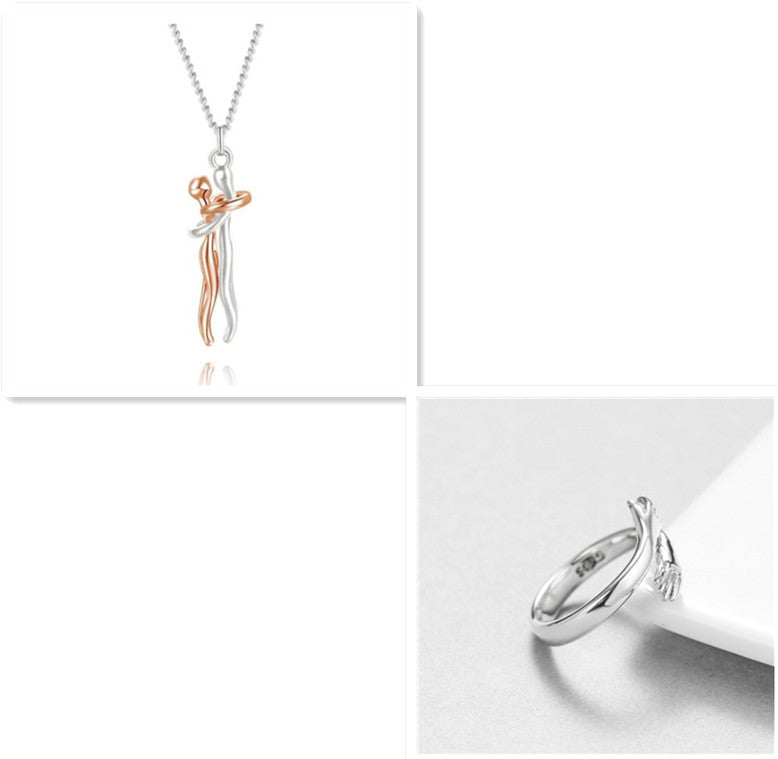 Love Hug Couple Necklace Set – Matching His & Hers Interlocking Pendant Chains - Minerva Mart