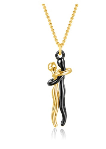 Love Hug Couple Necklace Set – Matching His & Hers Interlocking Pendant Chains - Minerva Mart