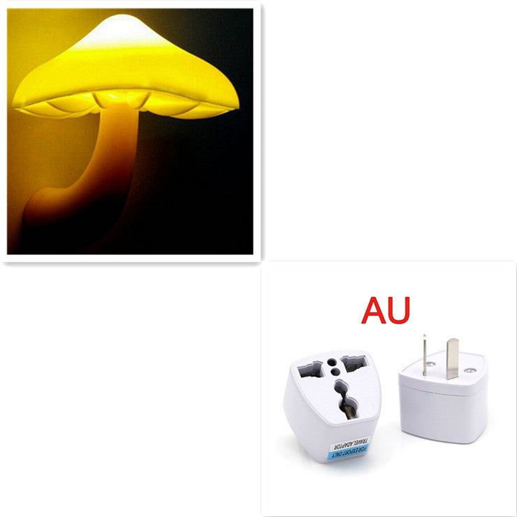 LED Night Light Mushroom Wall Socket Lamp EU US Plug Warm White Light-control Sensor Bedroom Light Home Decoration - Minerva Mart
